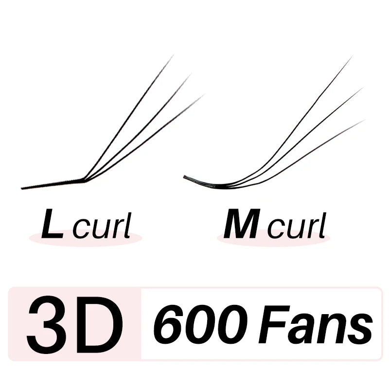 Matte Ultra Dark L/M Curl Lash Fans