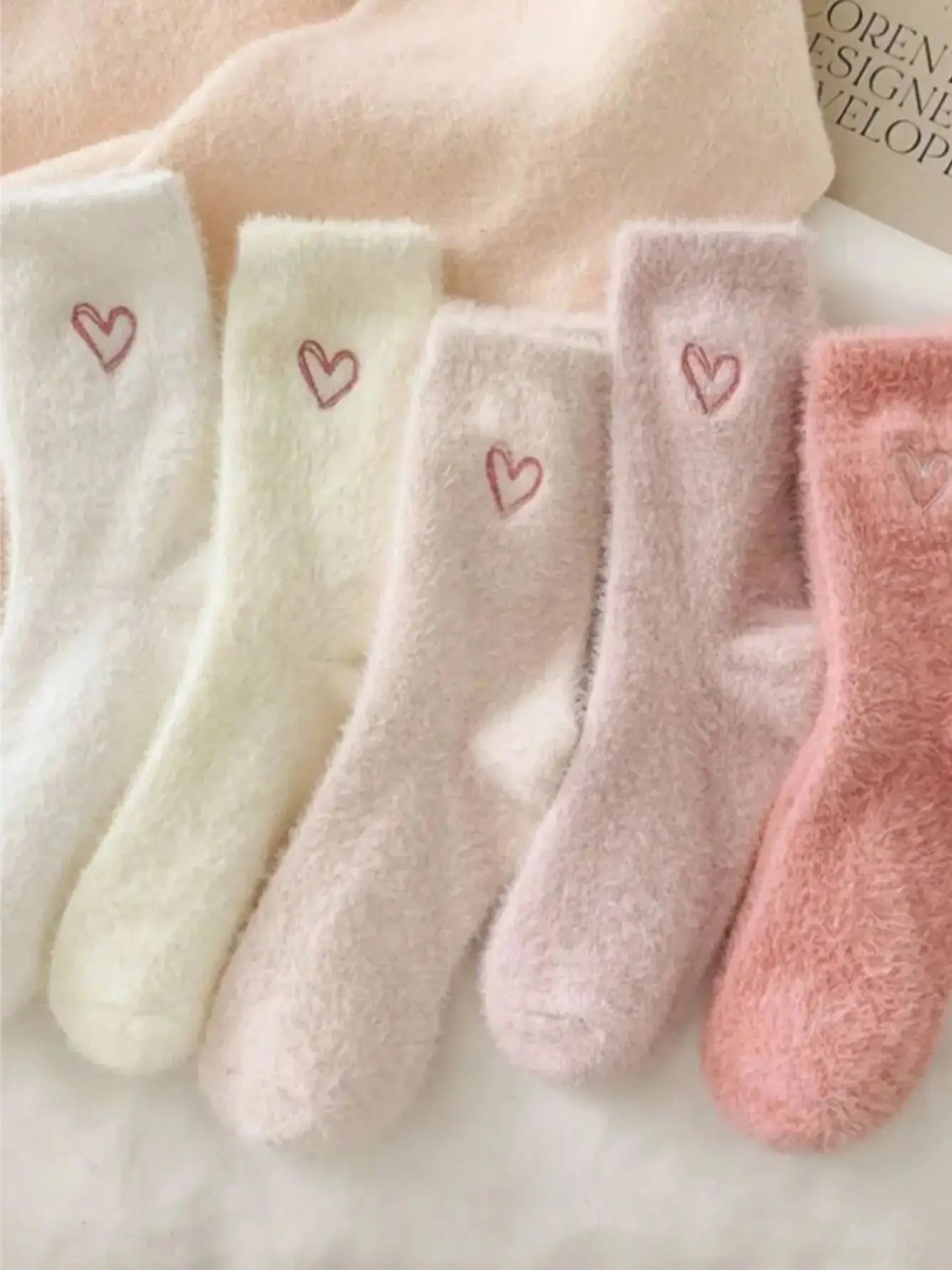 Thick Warm Fuzzy Heart Socks