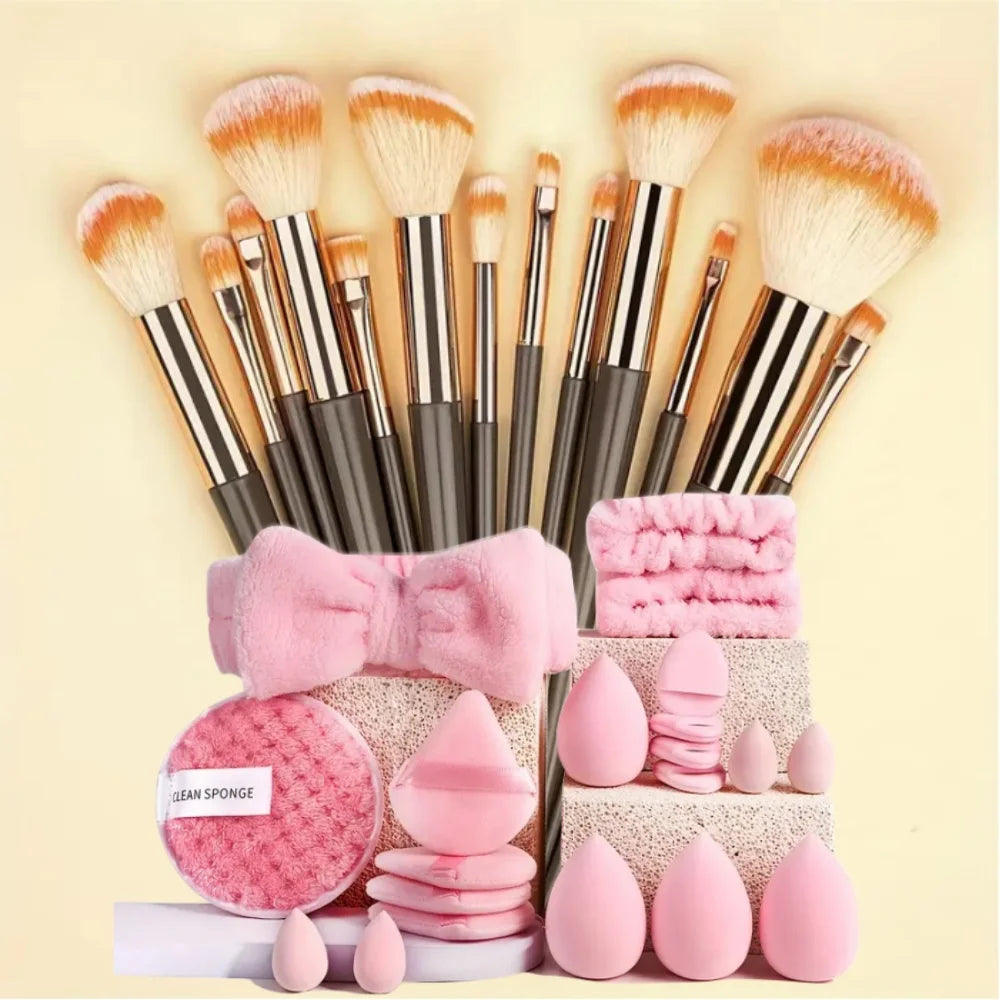 13PCS Makeup Brush Set with Puffs