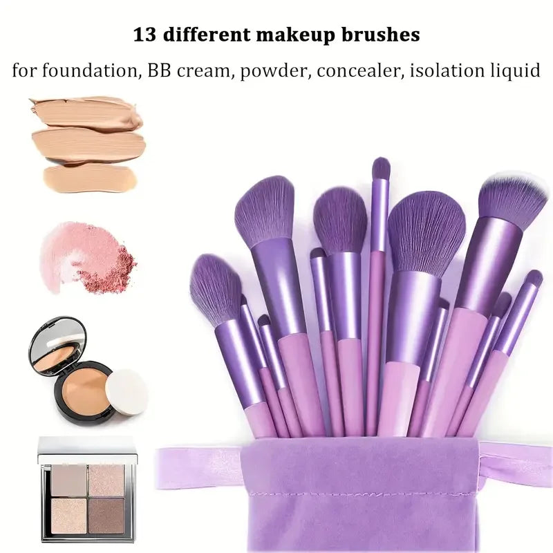 13PCS Makeup Brush Set with Puffs