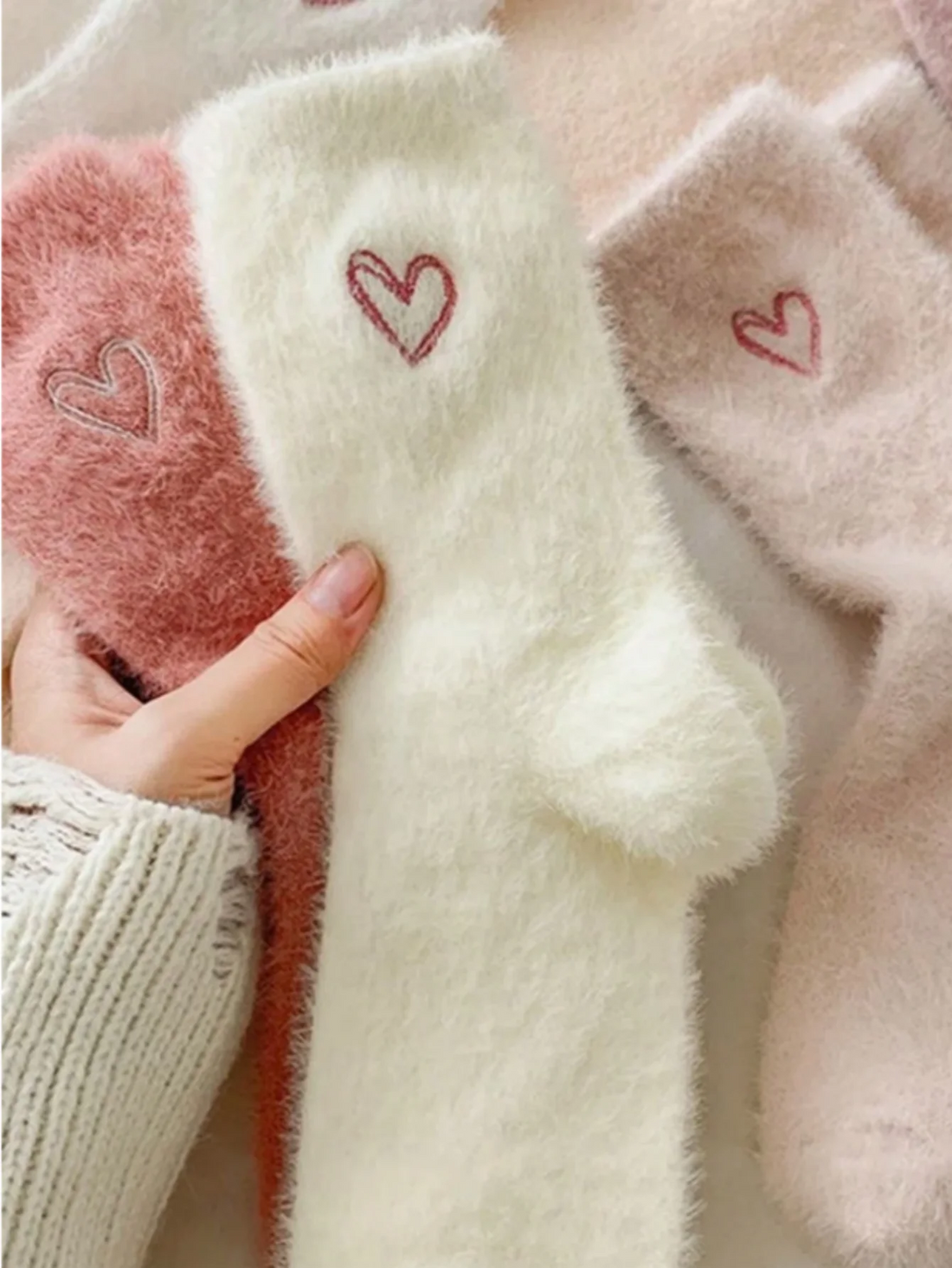 Thick Warm Fuzzy Heart Socks