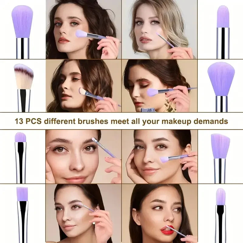 13PCS Makeup Brush Set with Puffs