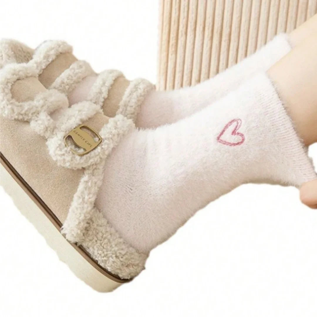 Thick Warm Fuzzy Heart Socks