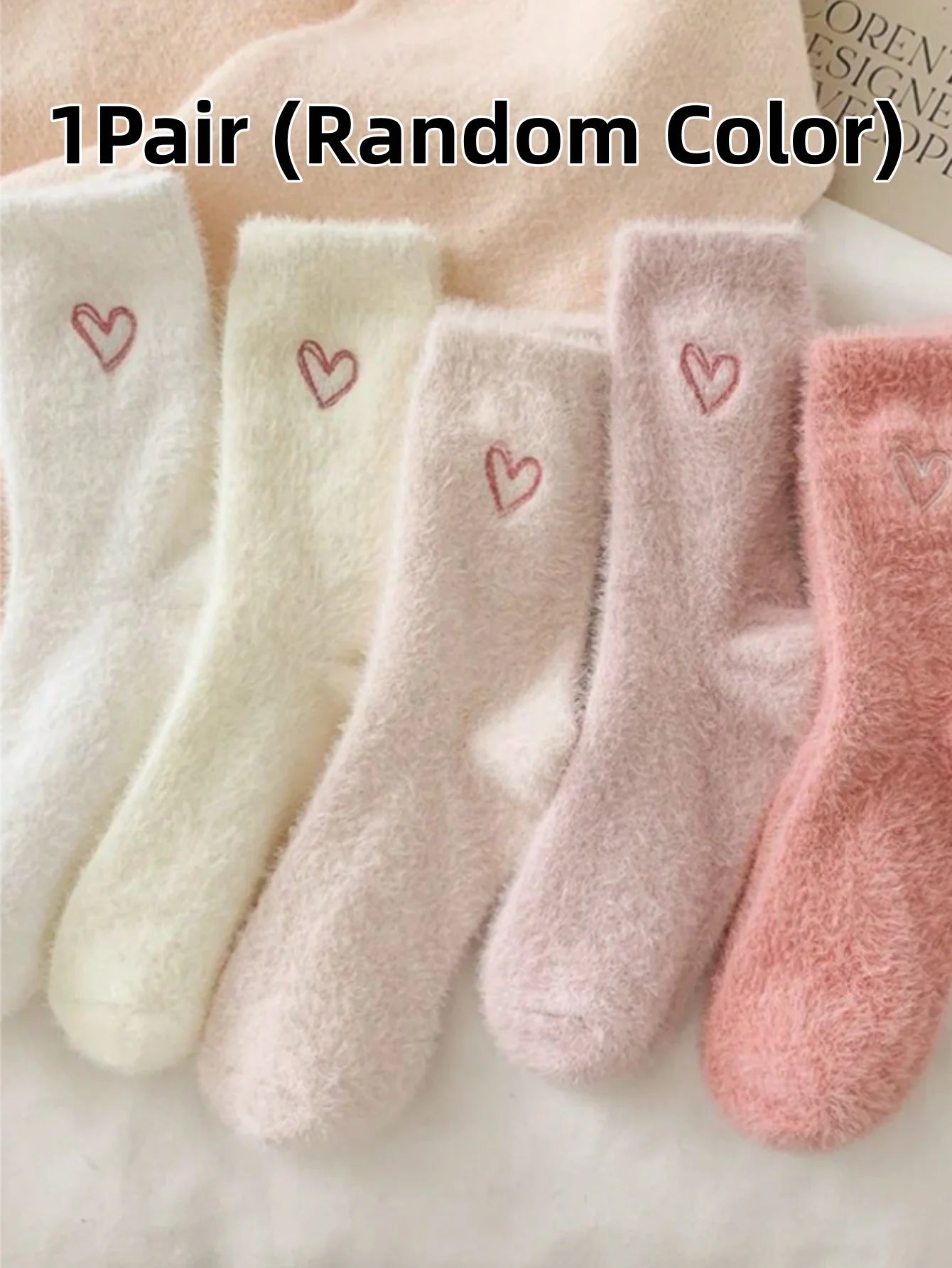 Thick Warm Fuzzy Heart Socks