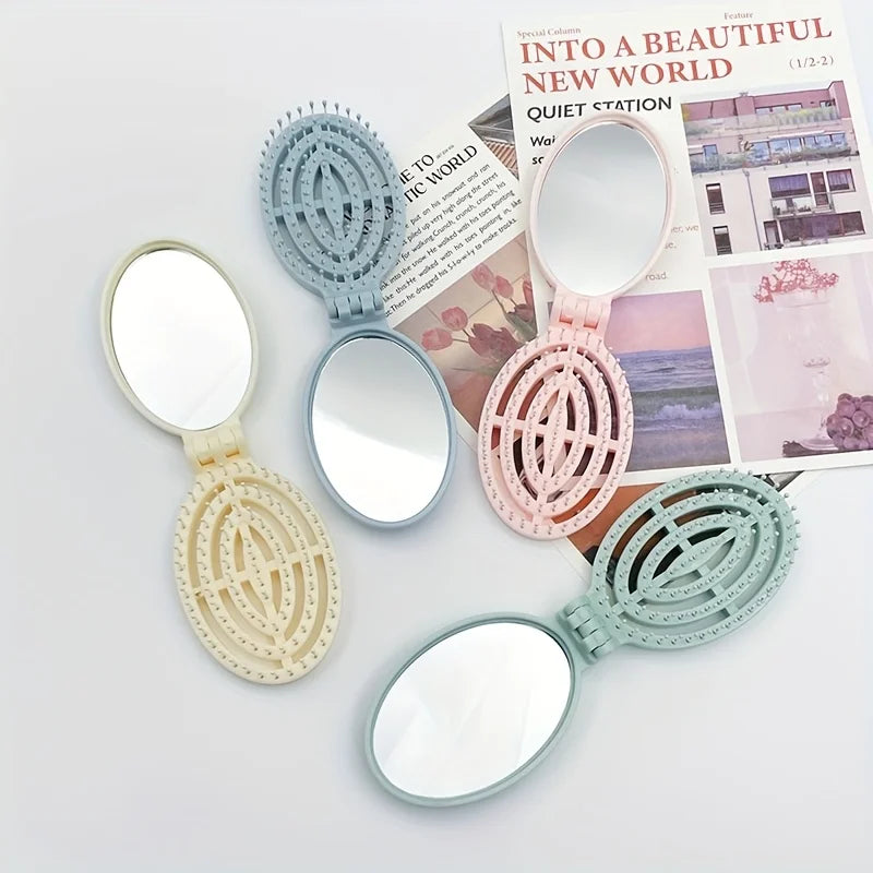 Foldable Travel Hair Brush with Mirror
