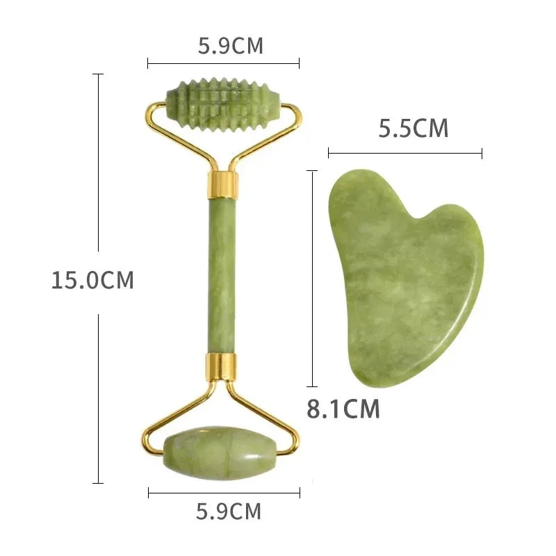 Natural Jade Roller & Gua Sha Set