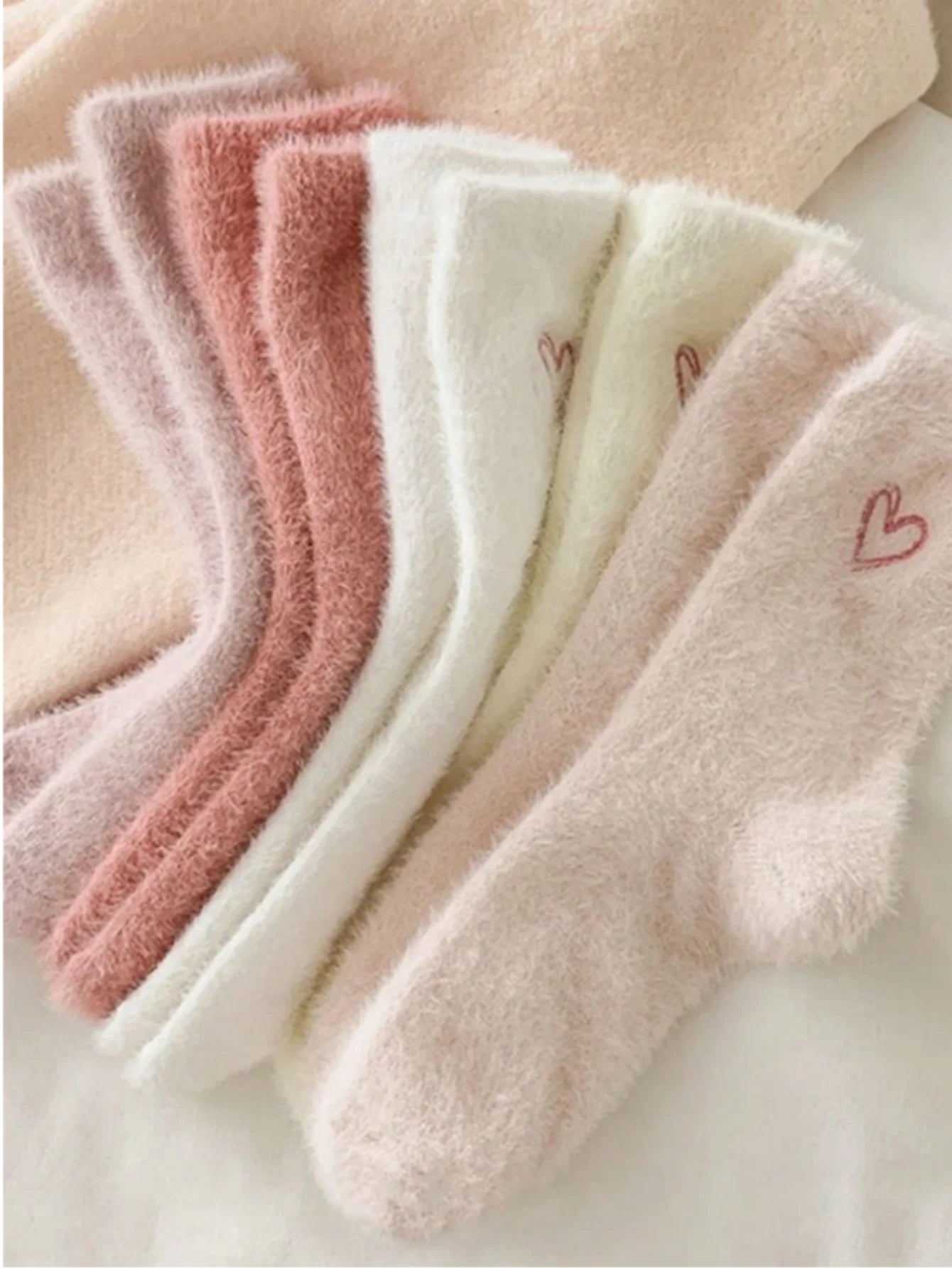 Thick Warm Fuzzy Heart Socks