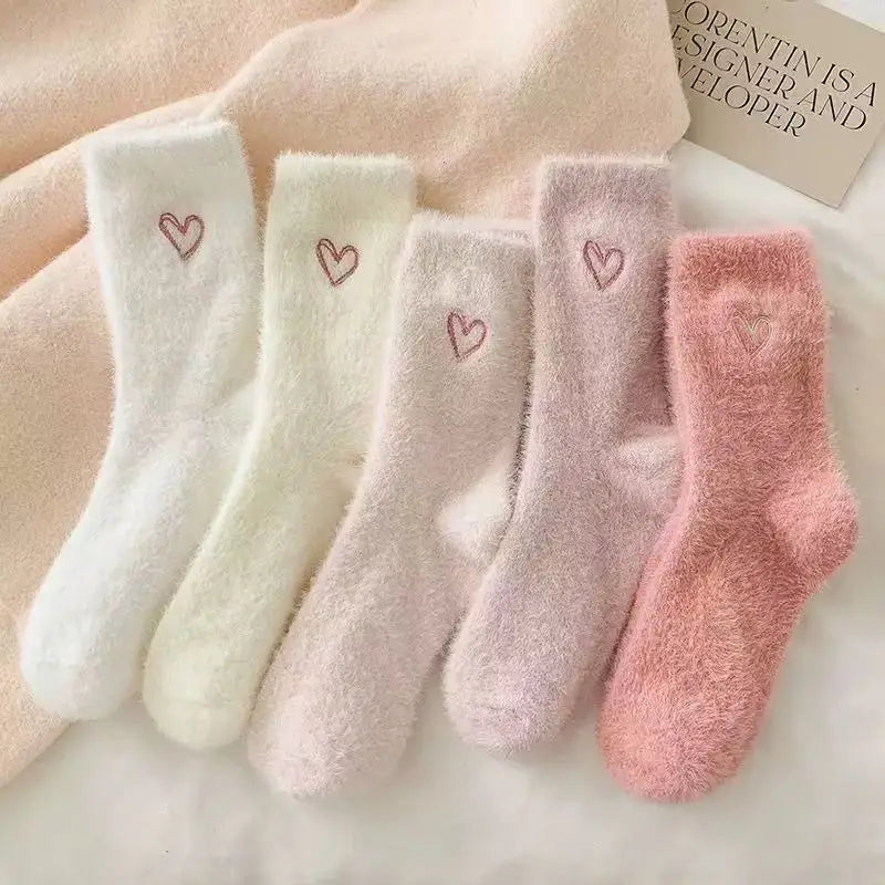 Thick Warm Fuzzy Heart Socks