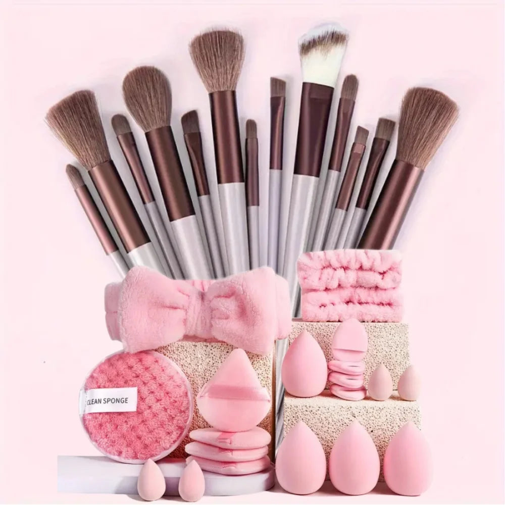 13PCS Makeup Brush Set with Puffs